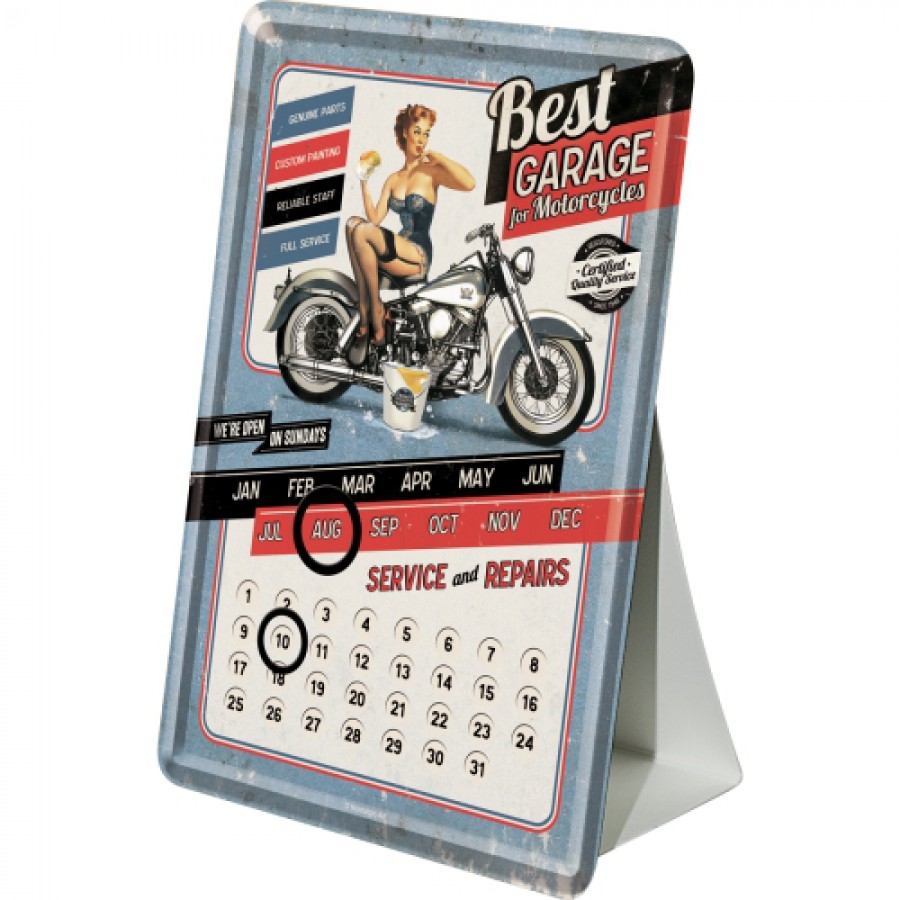 Calendar metalic de birou Best Garage Blue1014cm 1