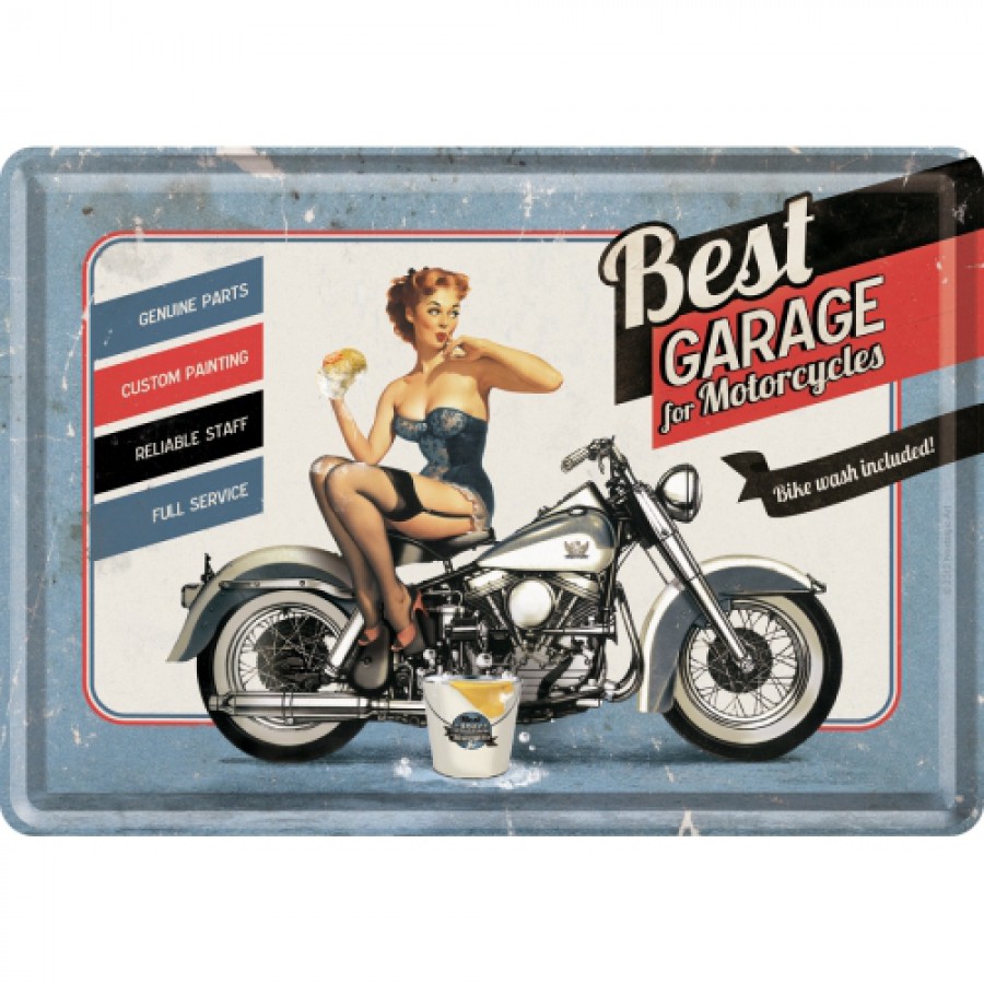 Carte postala metalica Best Garage Blue