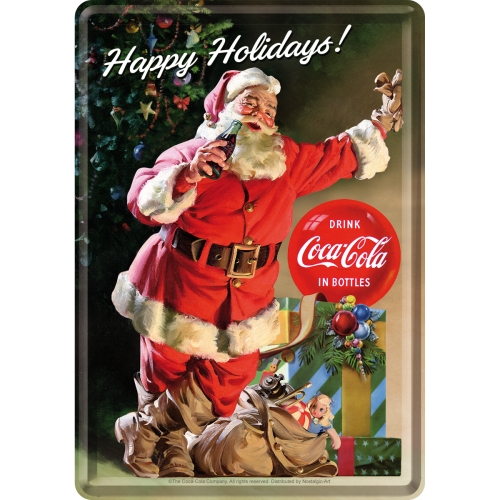 Carte postala metalica Coca Cola Happy Holidays Santa