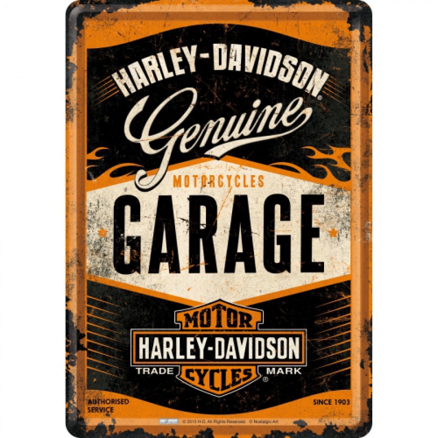 Carte postala metalica Harley Davidson Garage