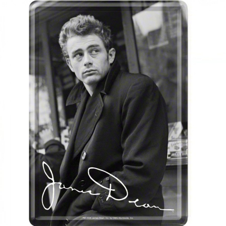 Carte postala metalica James Dean cu autograf