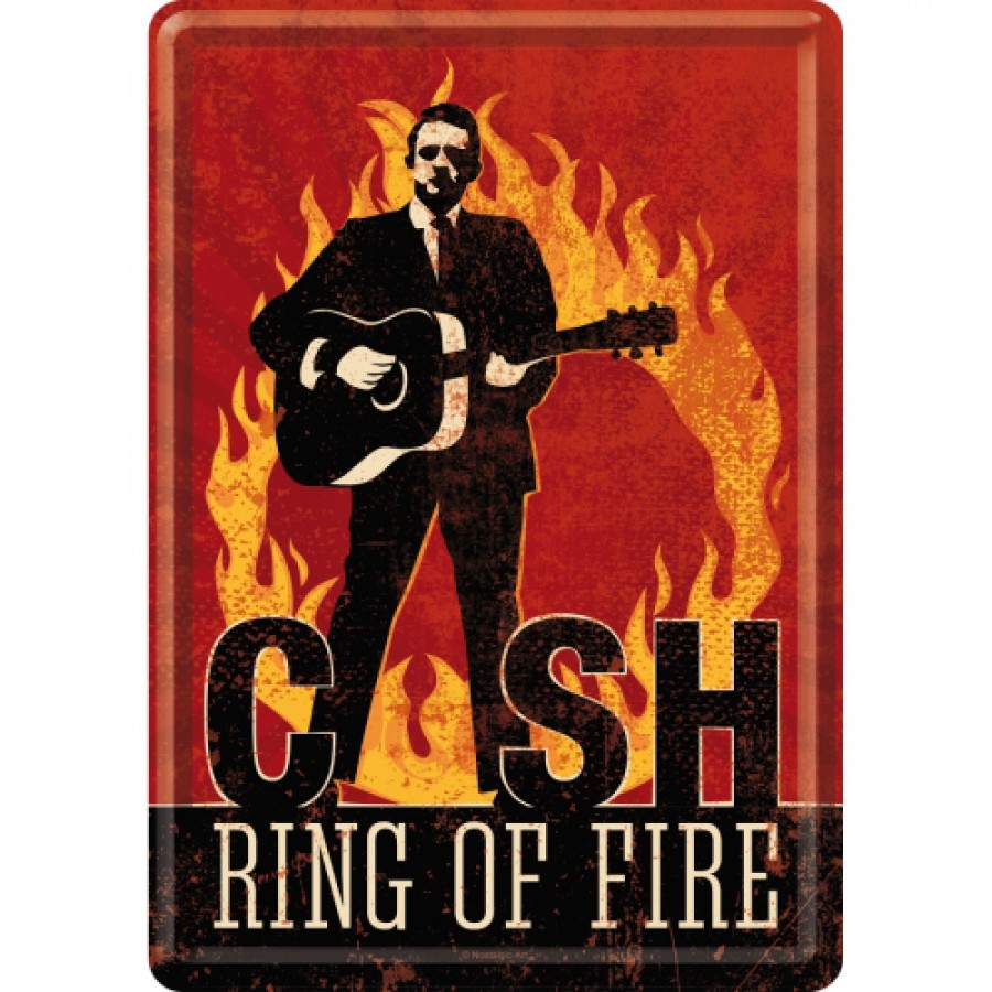 Carte postala metalica Johnny Cash ring of fire