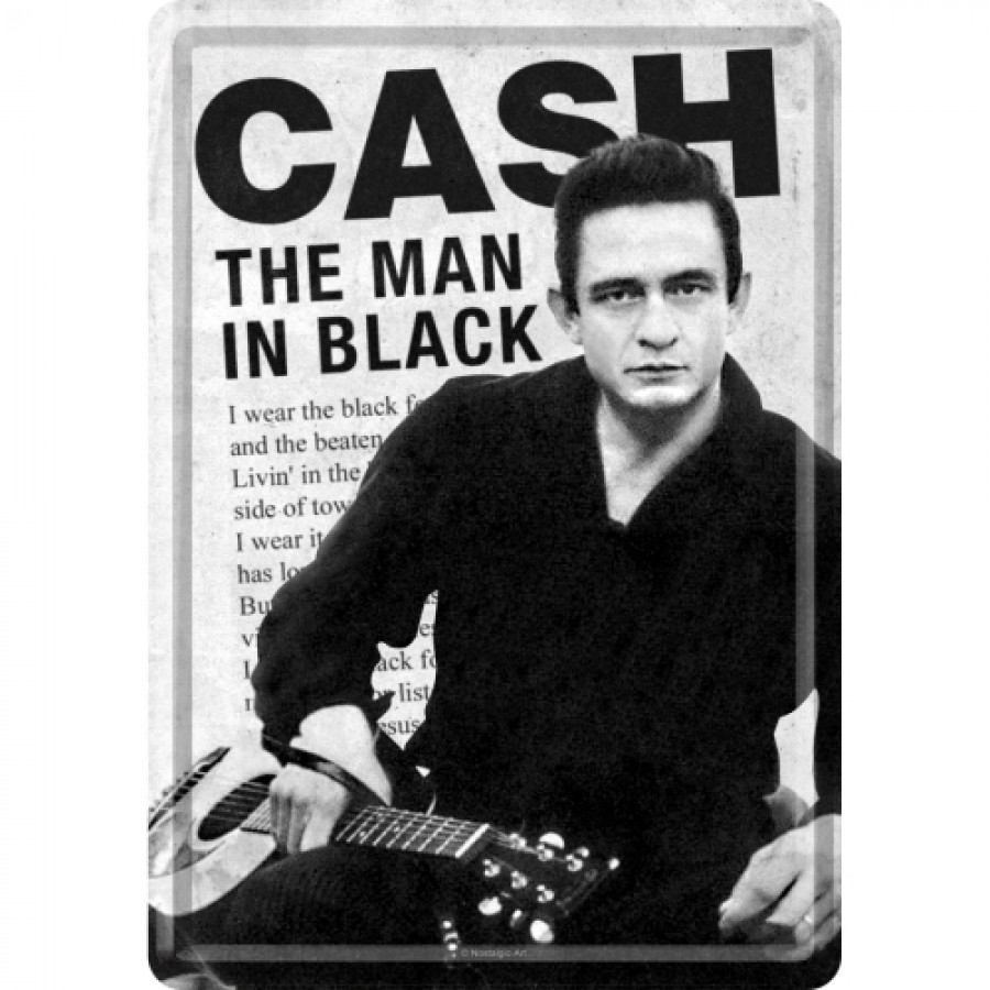 Carte postala metalica Johnny Cash the man in black