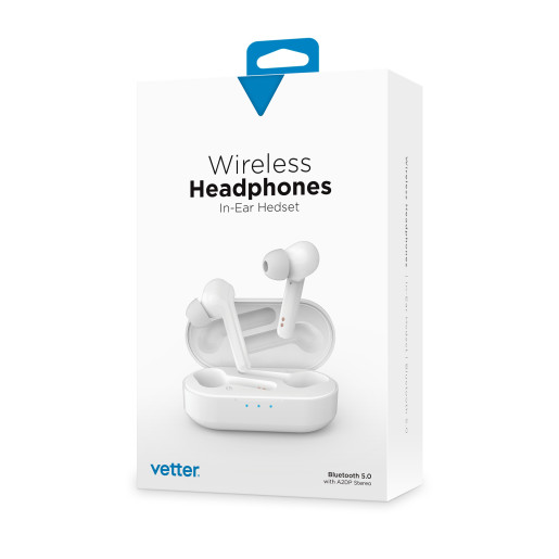 Casti audio wireless Vetter Bluetooth 5.0 In Ear Headset White