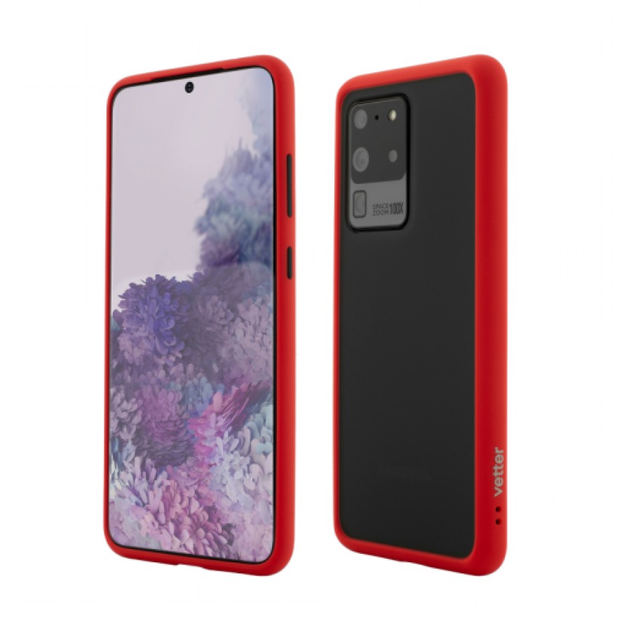 Husa Vetter pentru Samsung Galaxy S20 Ultra Clip On Hybrid Shockproof Soft Edge and Rigid Matte Back Cover Red