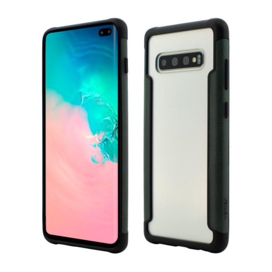 Husa de protectie Vetter Smart pentru Samsung Galaxy S10 Plus Soft Edge and Clear Back Green