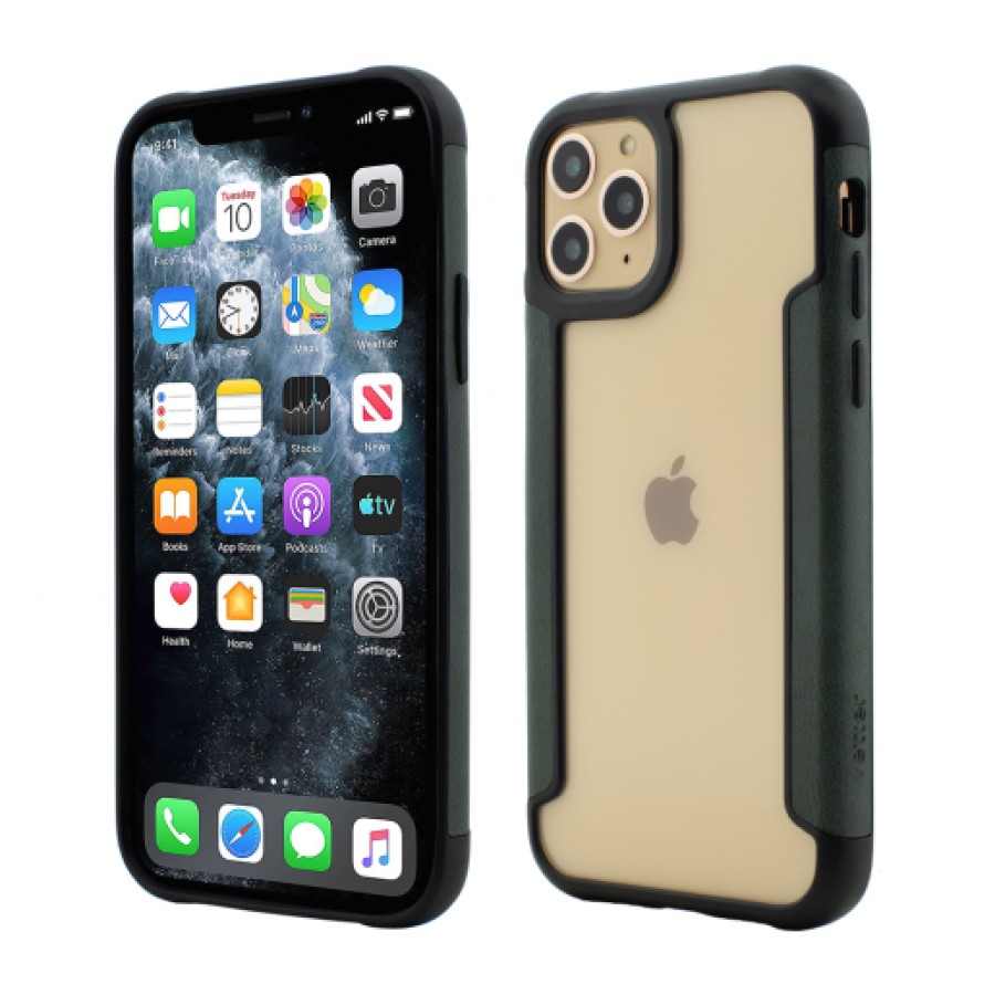 Husa de protectie Vetter Smart pentru iPhone 11 Pro Soft Edge and Clear Back Green