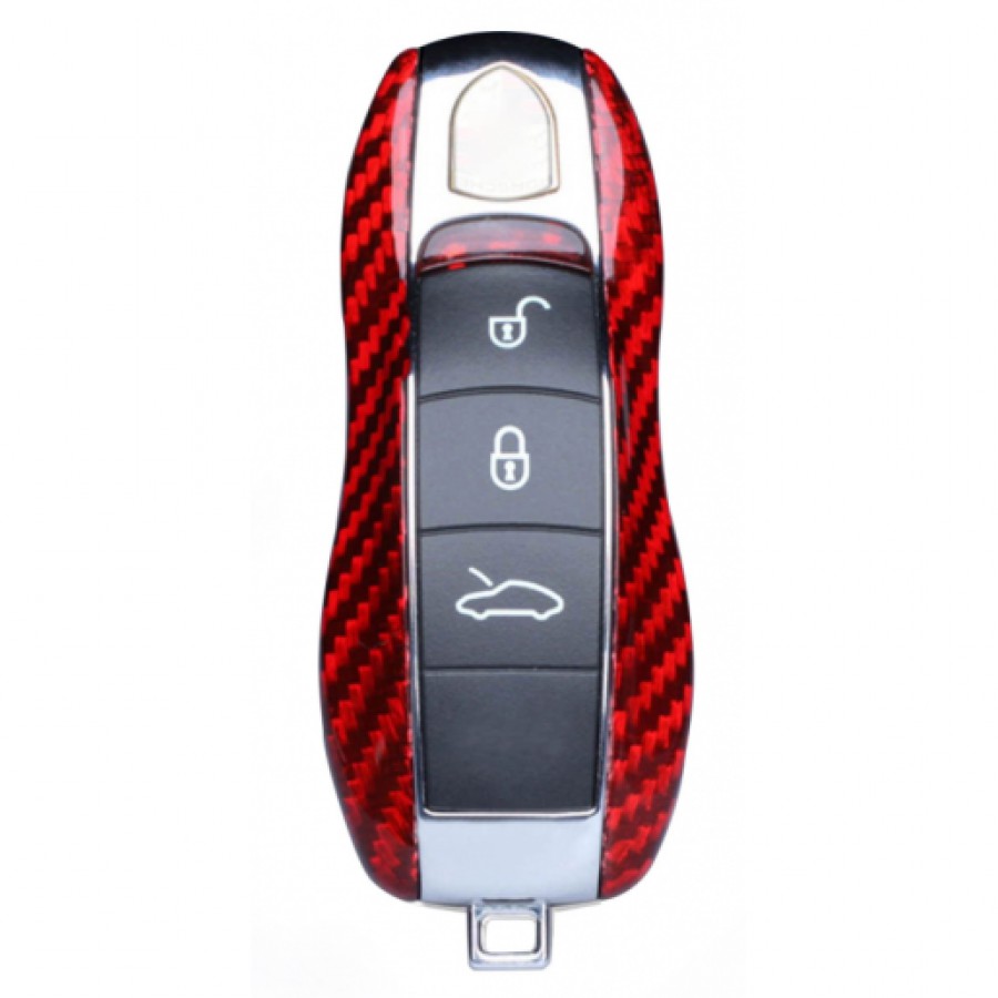 Husa de protectie Vetter pentru cheie Porsche cu 3 butoane Made of Carbon Glossy Red