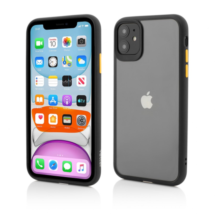 Husa de protectie Vetter pentru iPhone 11 Clip On Hybrid Soft Edge and Transparent Back Cover Black