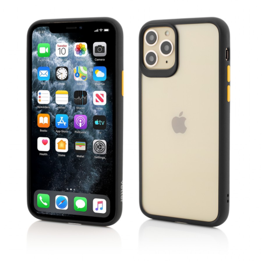 Husa de protectie Vetter pentru iPhone 11 Pro Clip On Hybrid Soft Edge and Transparent Back Cover Black