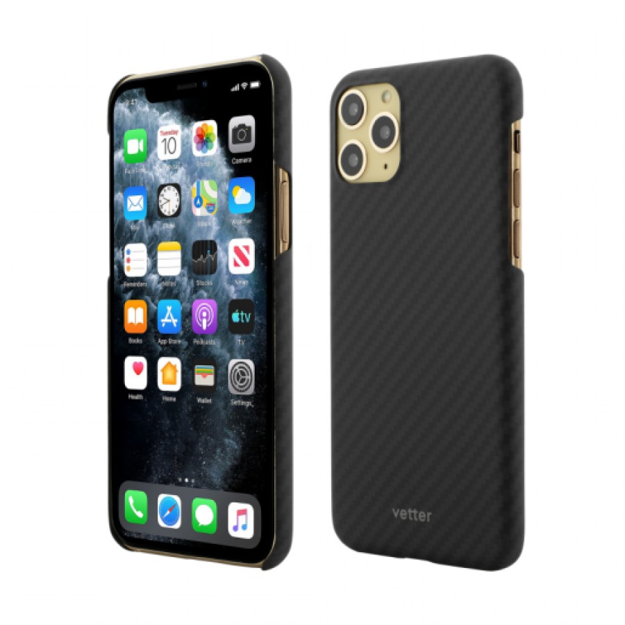 Husa de protectie Vetter pentru iPhone 11 Pro Clip On Ultra Slim Made from Aramid Fiber Kevlar Magnetic Black