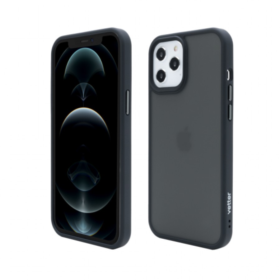 Husa de protectie Vetter pentru iPhone 12 Pro 12 Clip On Hybrid Shockproof Soft Edge and Rigid Matte Back Cover Black