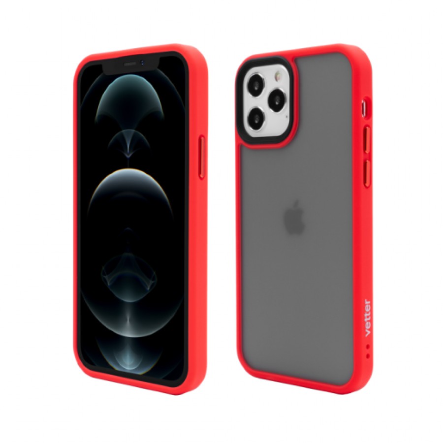 Husa de protectie Vetter pentru iPhone 12 Pro 12 Clip On Hybrid Shockproof Soft Edge and Rigid Matte Back Cover Red