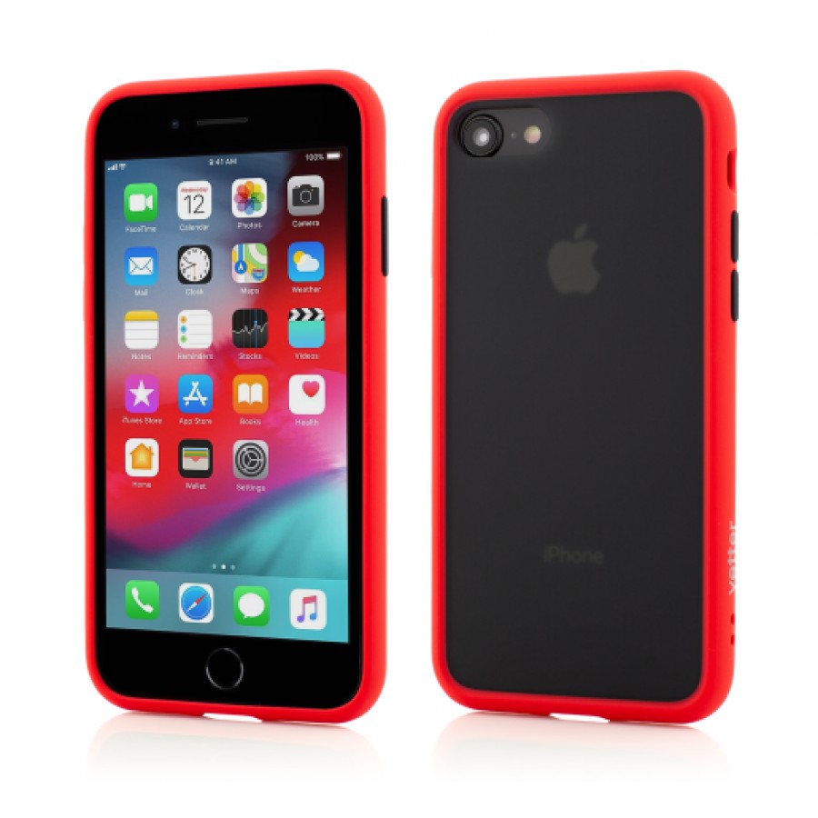 Husa de protectie Vetter pentru iPhone SE 2 8 7 Clip On Hybrid Protection Shockproof Soft Edge and Rigid Matte Back Cover Red