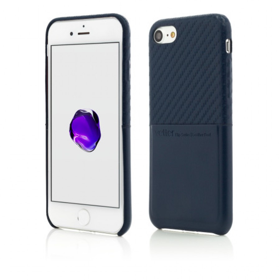 Husa de protectie Vetter pentru iPhone SE 2 8 7 Clip On with Card Port Carbon Fiber Feel Blue