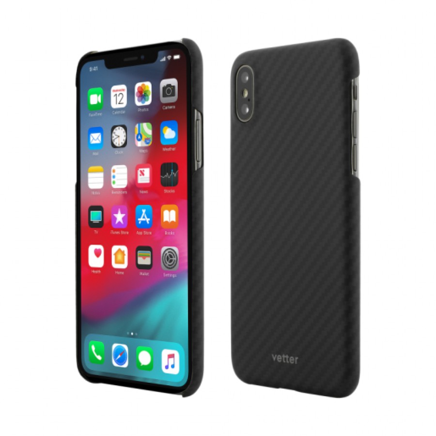 Husa de protectie Vetter pentru iPhone XS Max Clip On Ultra Slim Made from Aramid Fiber Kevlar Magnetic Black