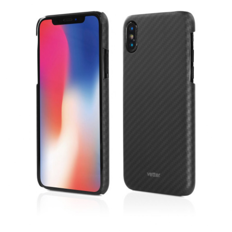 Husa de protectie Vetter pentru iPhone XS X Smart Case Carbon Design Rubber Feel Black