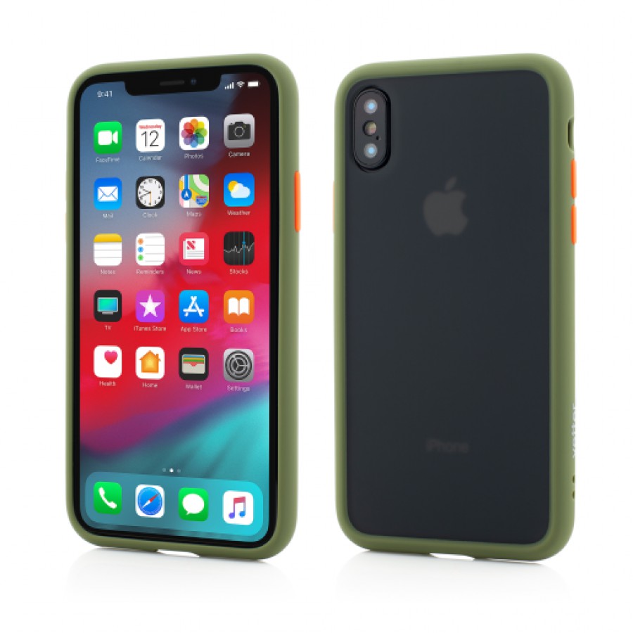 Husa de protectie Vetter pentru iPhone Xs Max Clip On Hybrid Protection Shockproof Soft Edge and Rigid Matte Back Cover Olive