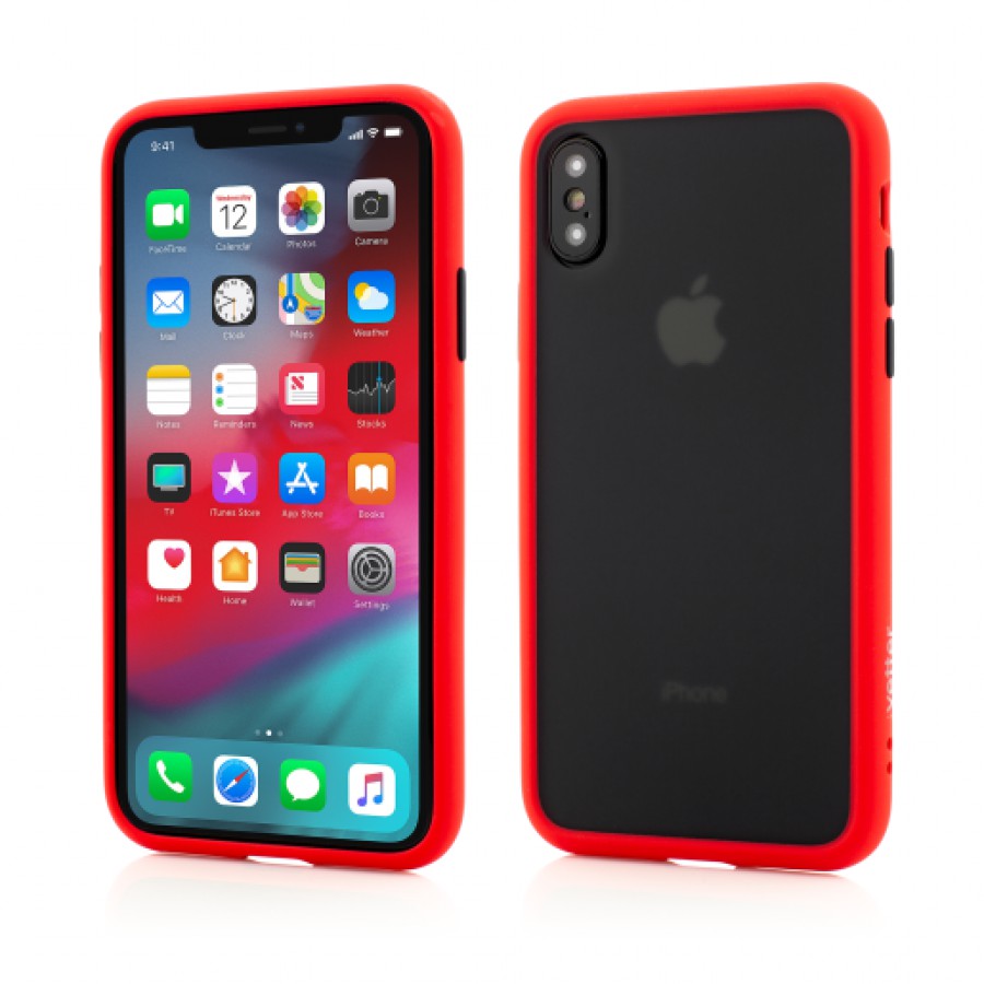 Husa de protectie Vetter pentru iPhone Xs Max Clip On Hybrid Protection Shockproof Soft Edge and Rigid Matte Back Cover Red