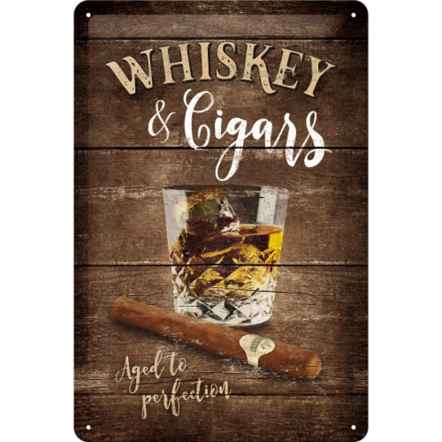 Placa metalica 20X30 Whiskey Cigars