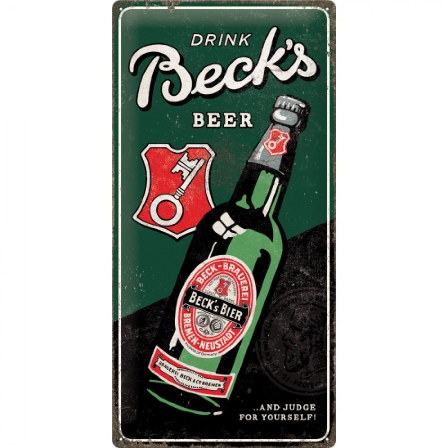 Placa metalica 25x50 Becks Bottle