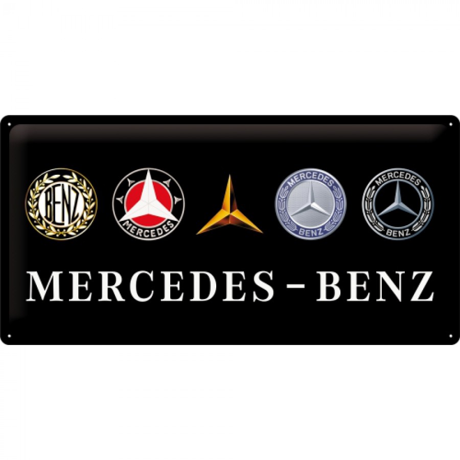 Placa metalica 25x50 Mercedes Benz logo evolution