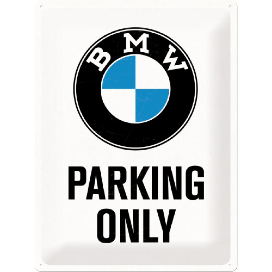 Placa metalica 30X40 BMW Parking Only White