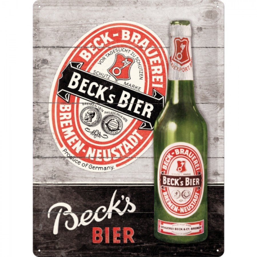 Placa metalica 30X40 Becks Green Bottle