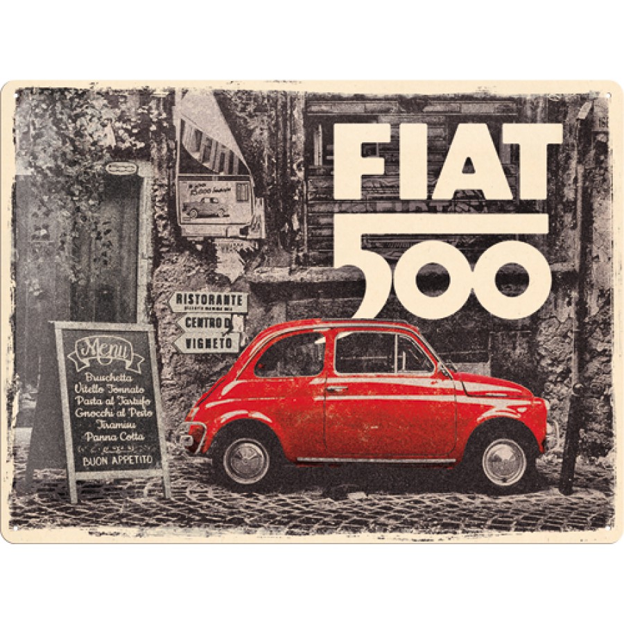 Placa metalica 30X40 Fiat 500