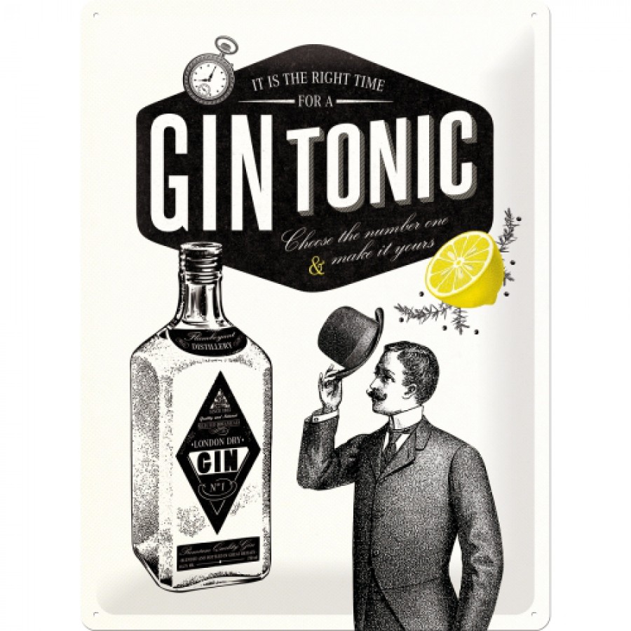 Placa metalica 30X40 Gin Tonic