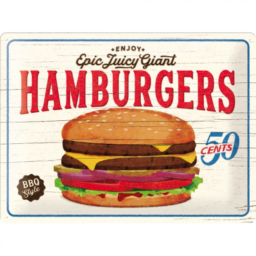 Placa metalica 30X40 Hamburgers