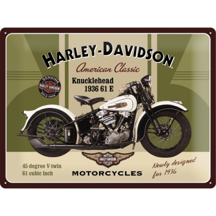 Placa metalica 30X40 Harley Davidson 1936