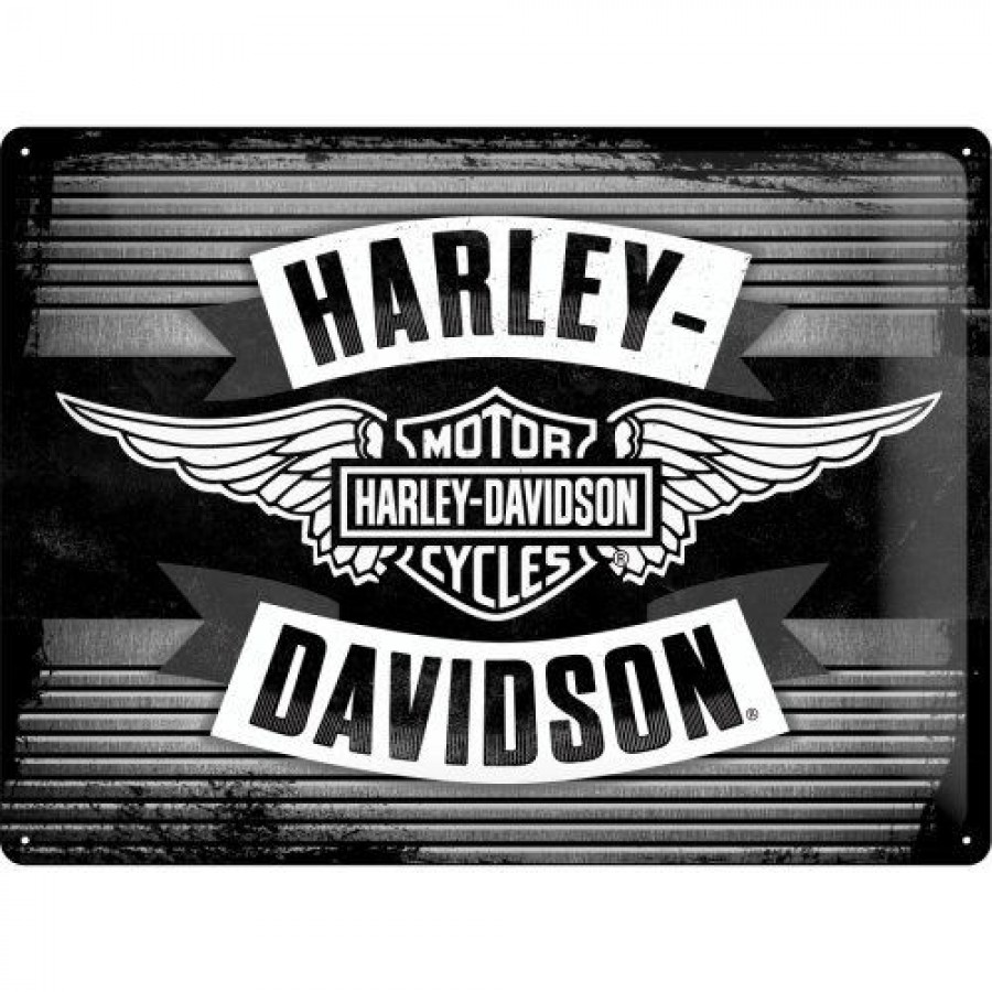 Placa metalica 30X40 Harley Davidson Wings Logo Metal