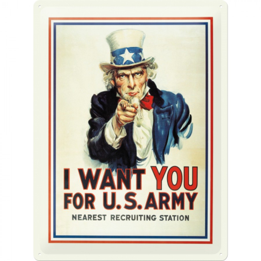 Placa metalica 30X40 I want you for US Army