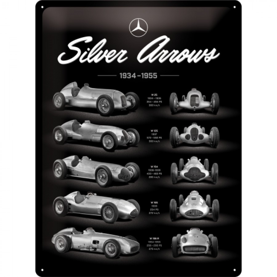 Placa metalica 30X40 Mercedes Benz Silver Arrows Chart