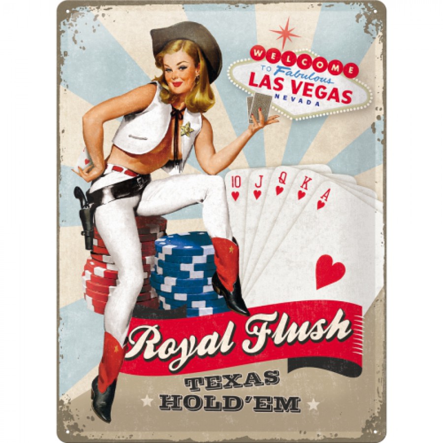 Placa metalica 30X40 Royal Flush