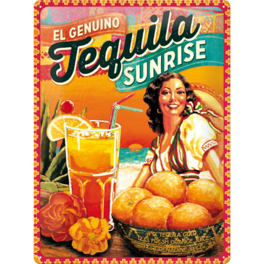 Placa metalica 30X40 Tequila Sunrise