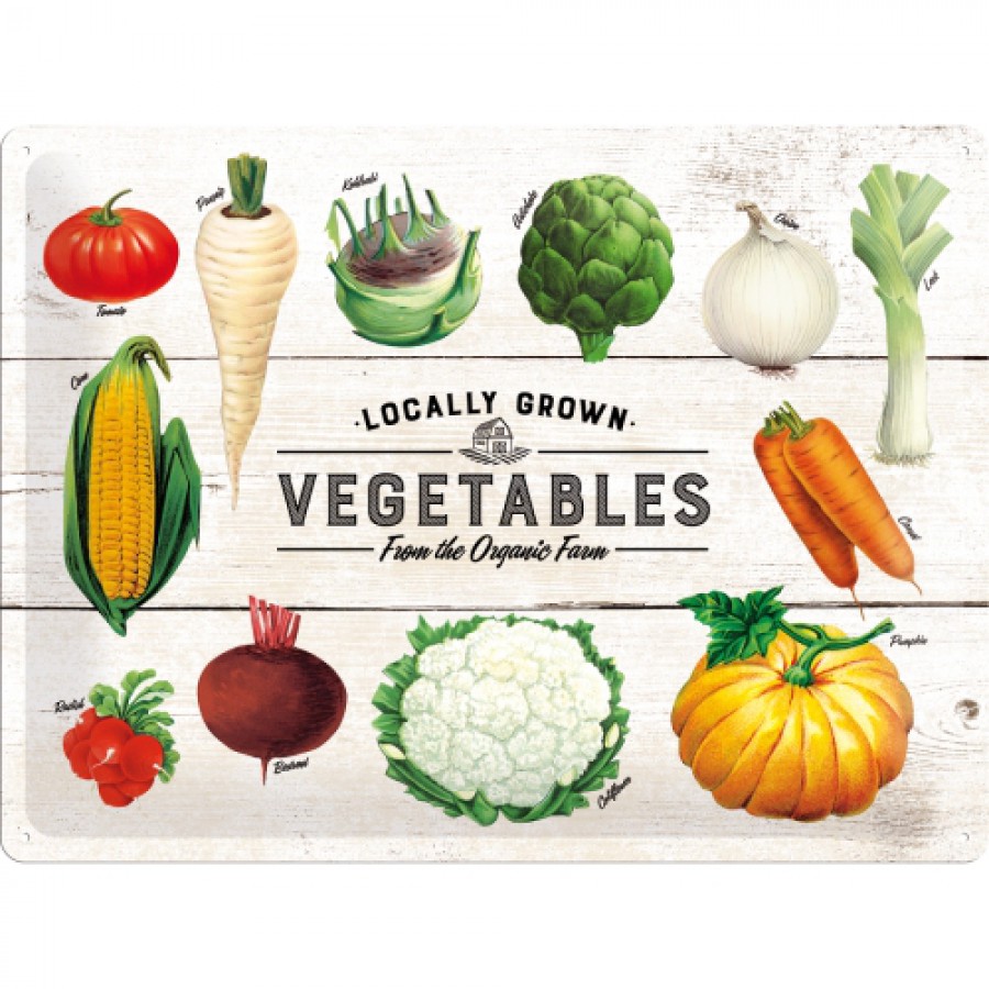 Placa metalica 30X40 Vegetables From the Organic Farm