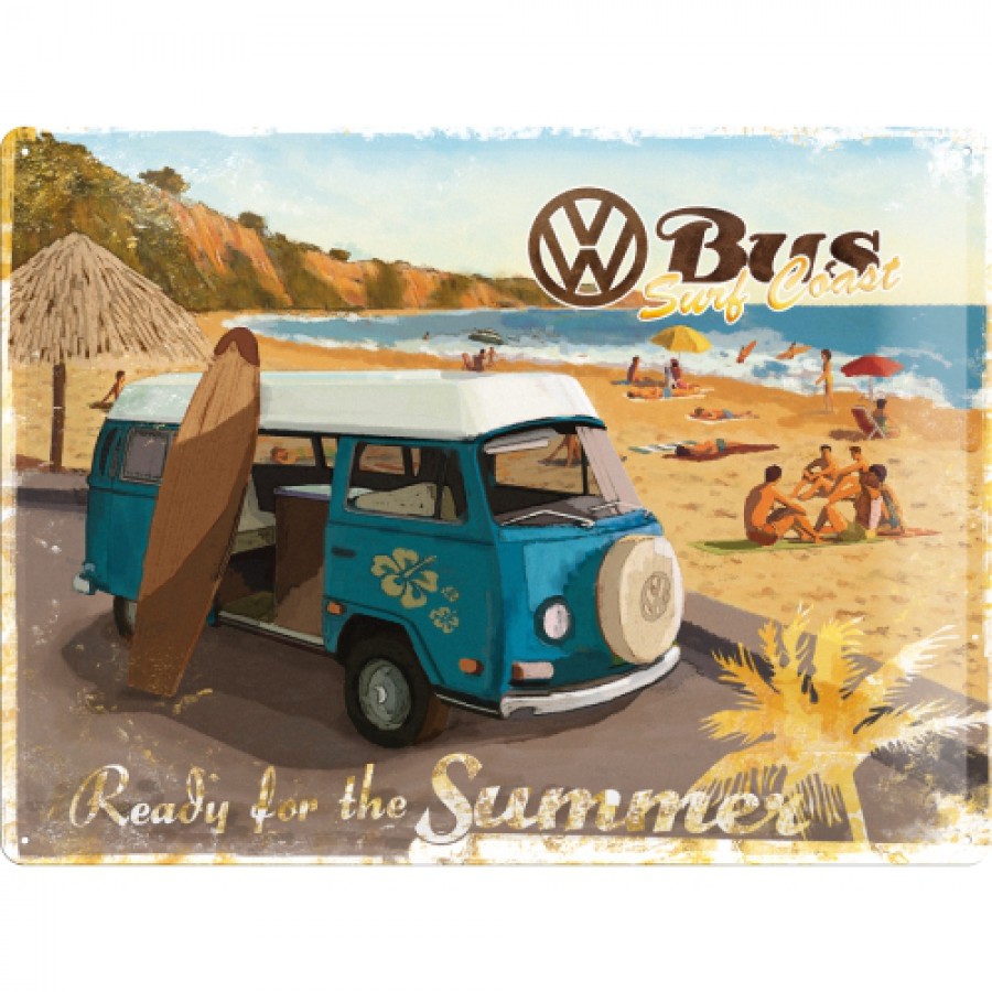 Placa metalica 30X40 Volkswagen Ready for the beach