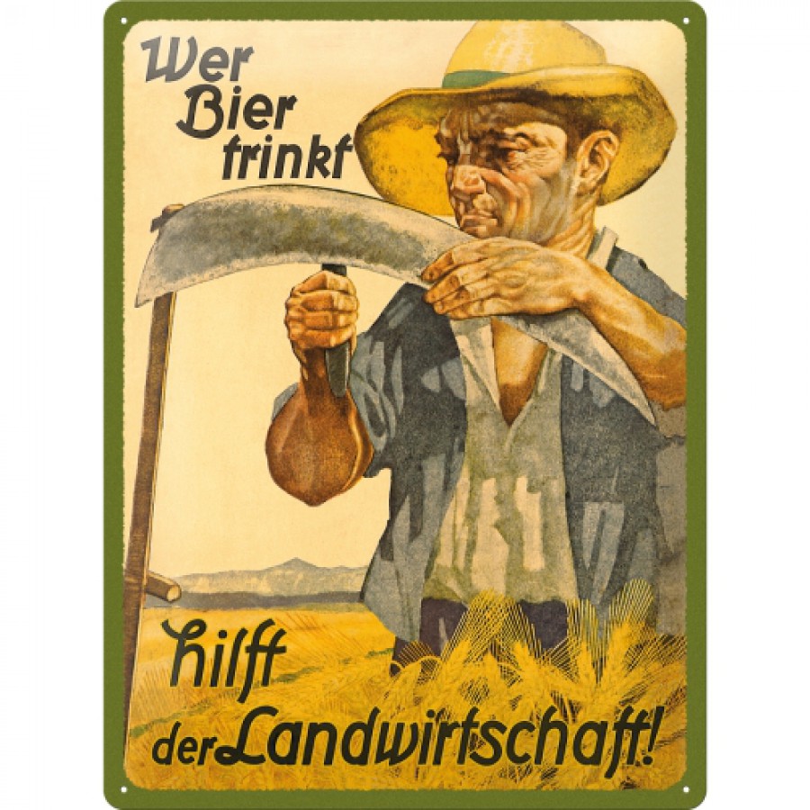 Placa metalica 30X40 Wer Bier trinkt hilft der Landwirtschaft