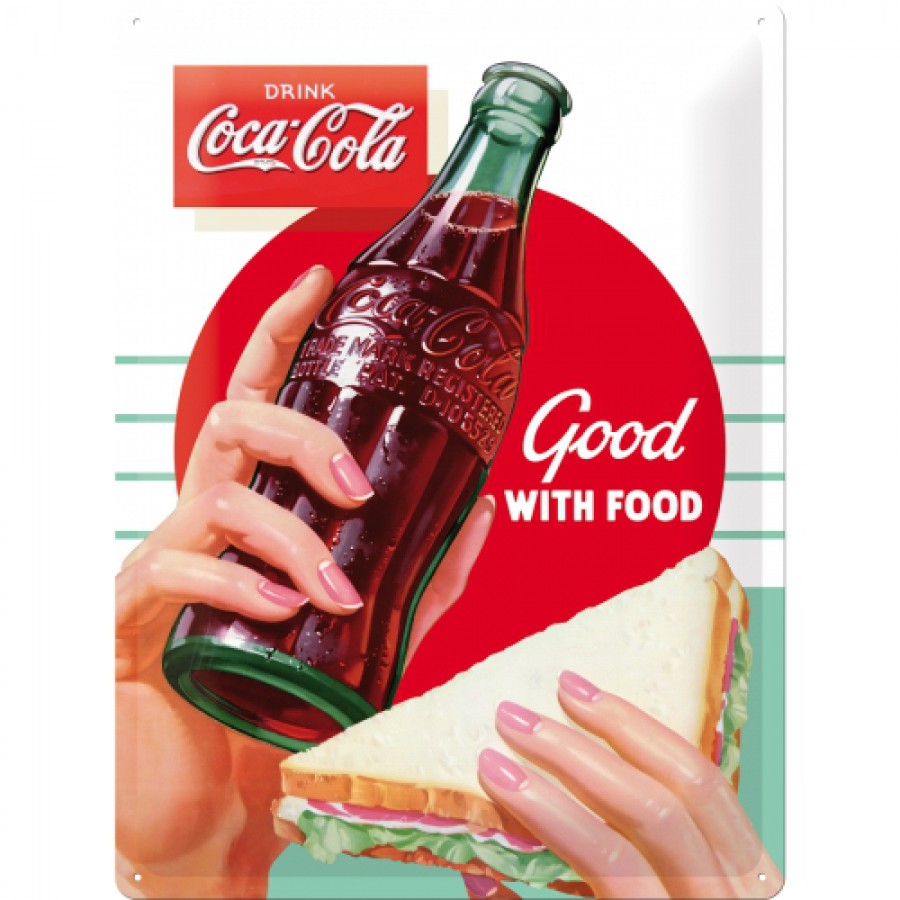 Placa metalica 30x40 Coca Cola Good with Food