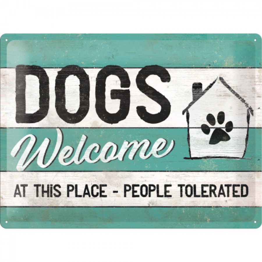 Placa metalica 30x40 Dogs Welcome