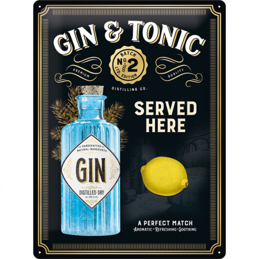 Placa metalica 30x40 Gin Tonic Gold