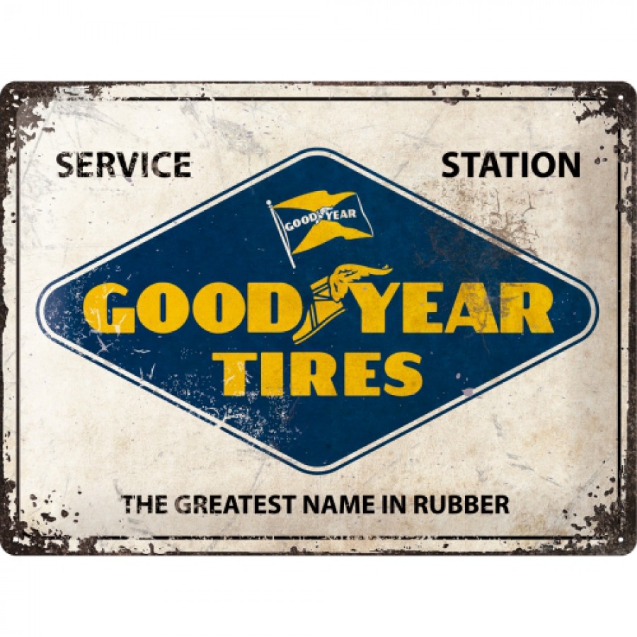 Placa metalica 30x40 Goodyear Logo White