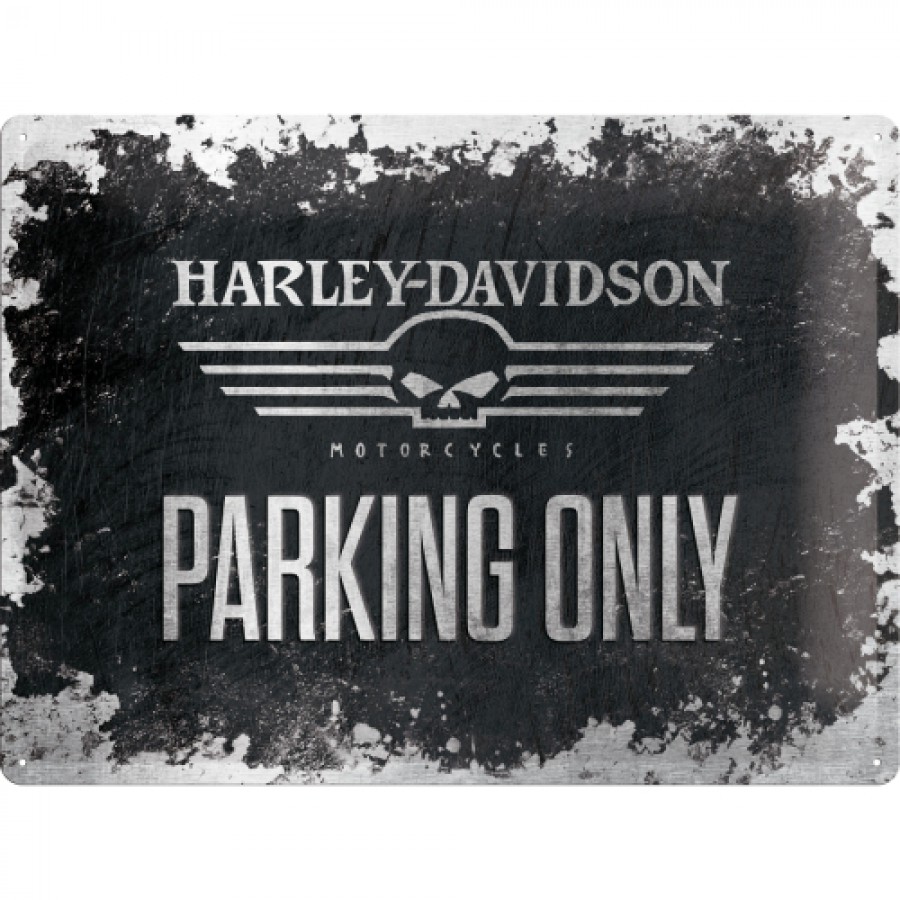 Placa metalica 30x40 Harley Davidson Logo Parking Only