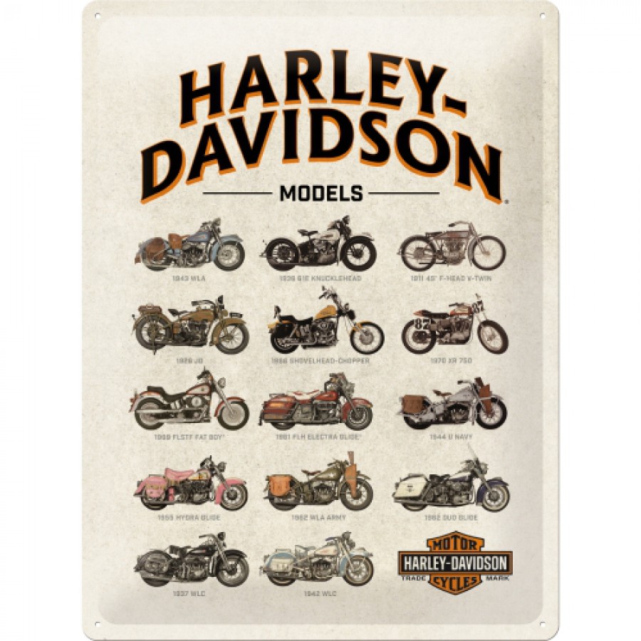 Placa metalica 30x40 Harley Davidson Model Chart