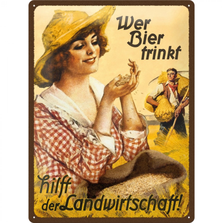 Placa metalica 30x40 Wer Bier trinkt hilft der Landwirtschaft Fraulein