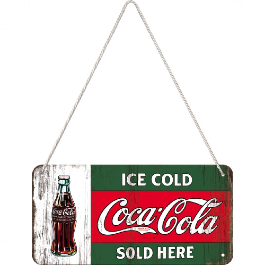 Placa metalica cu snur 10x20 Coca Cola Ice Cold 1