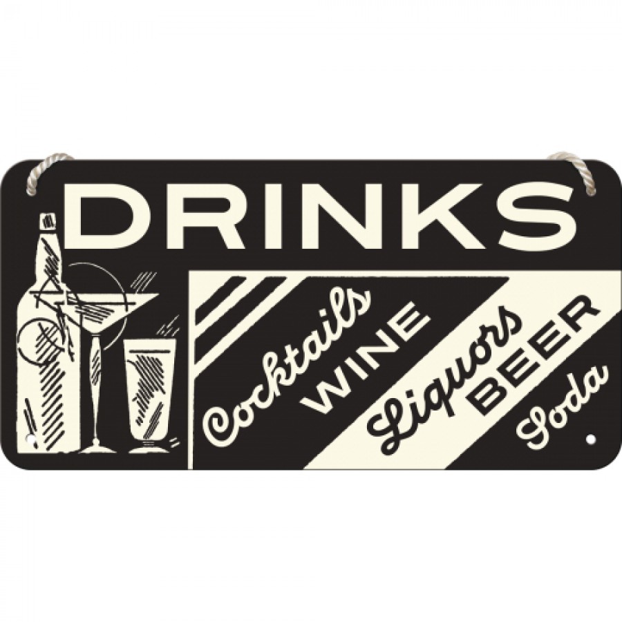 Placa metalica cu snur 10x20 Drinks