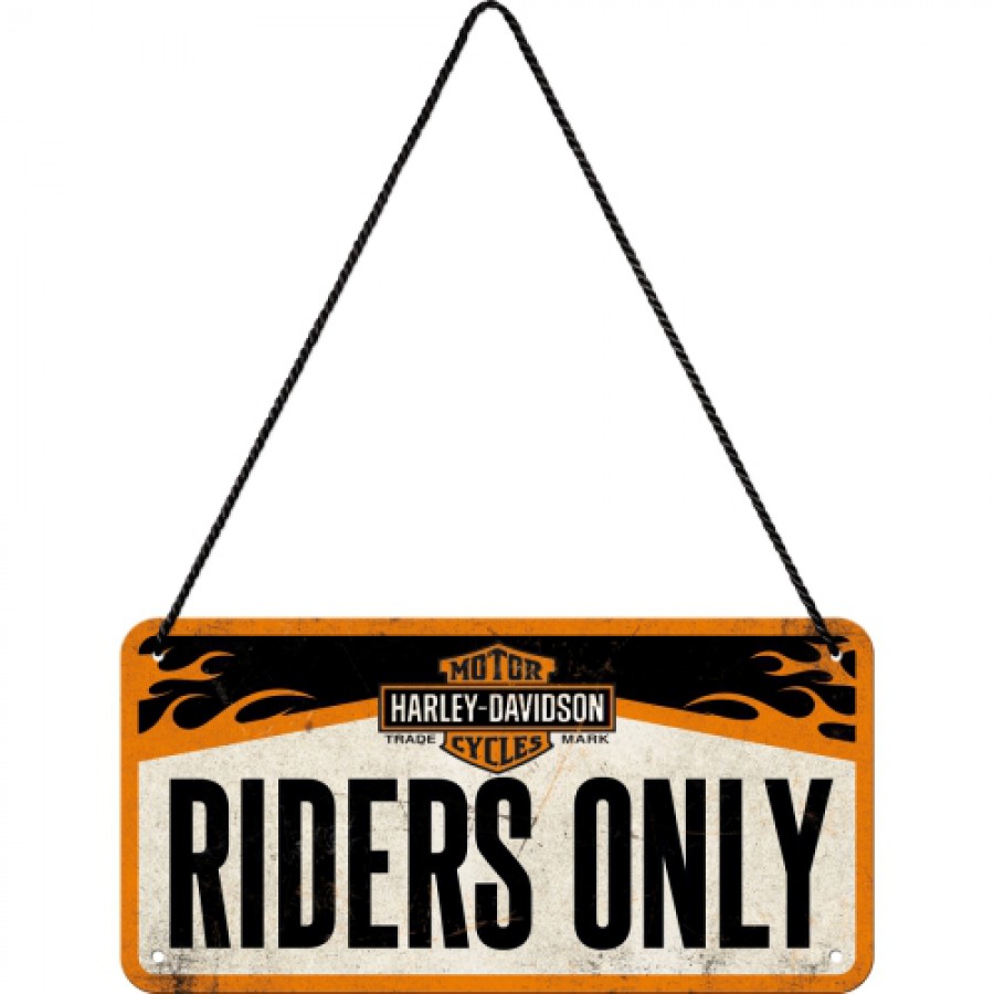 Placa metalica cu snur 10x20 Harley Davidson Riders only 1